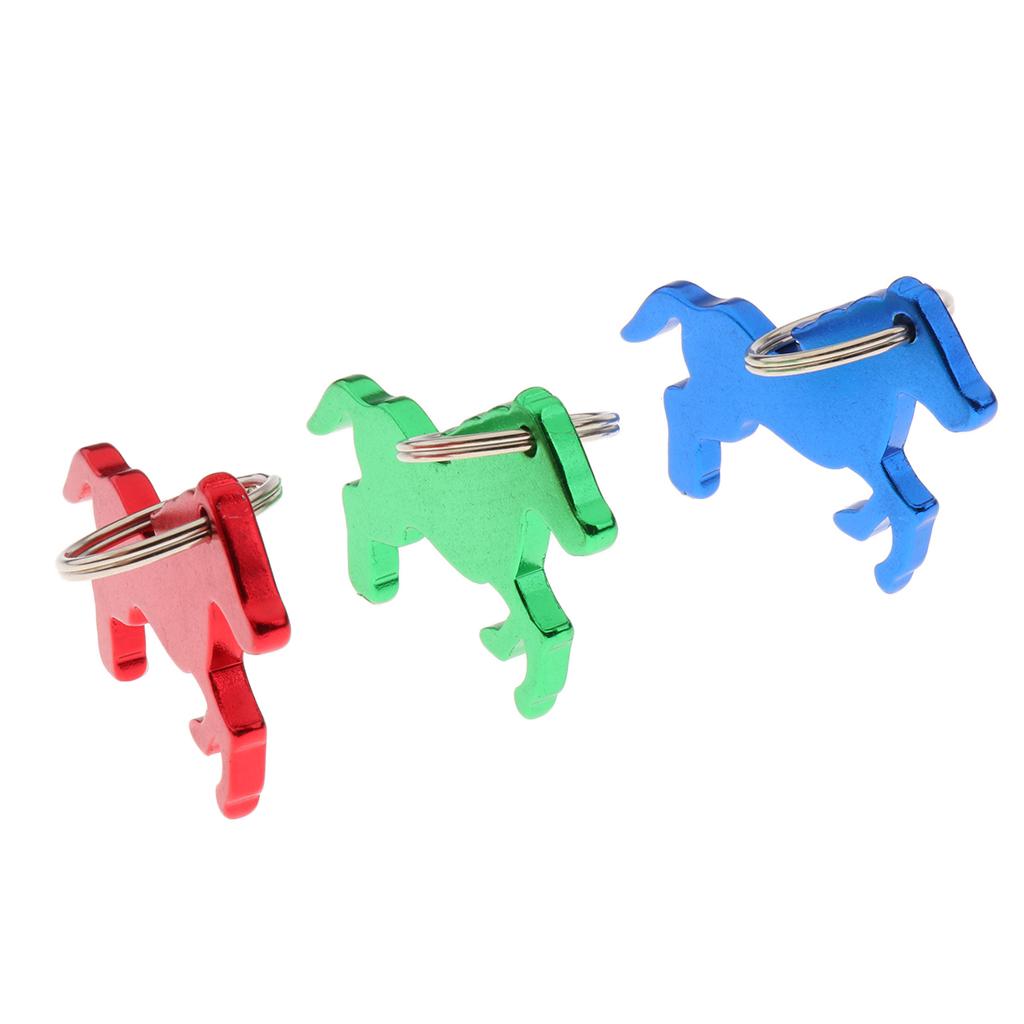 Flaschen öffner mit 2x Aluminium-Pferde muster und Schlüssel anhänger