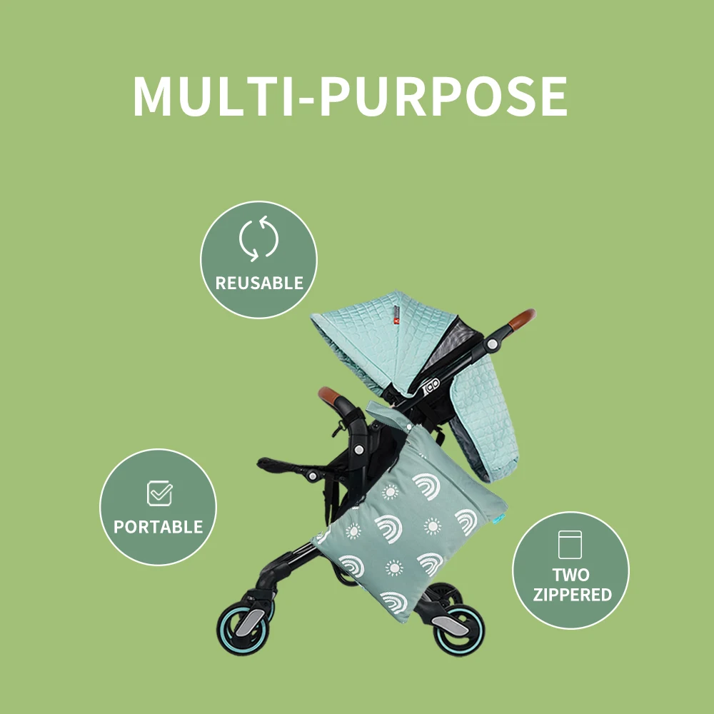 Bolsa molhada Happyflute para fraldas de bebê, bolsa de fraldas reutilizável à prova d'água com dois zíperes 30cm x 40cm