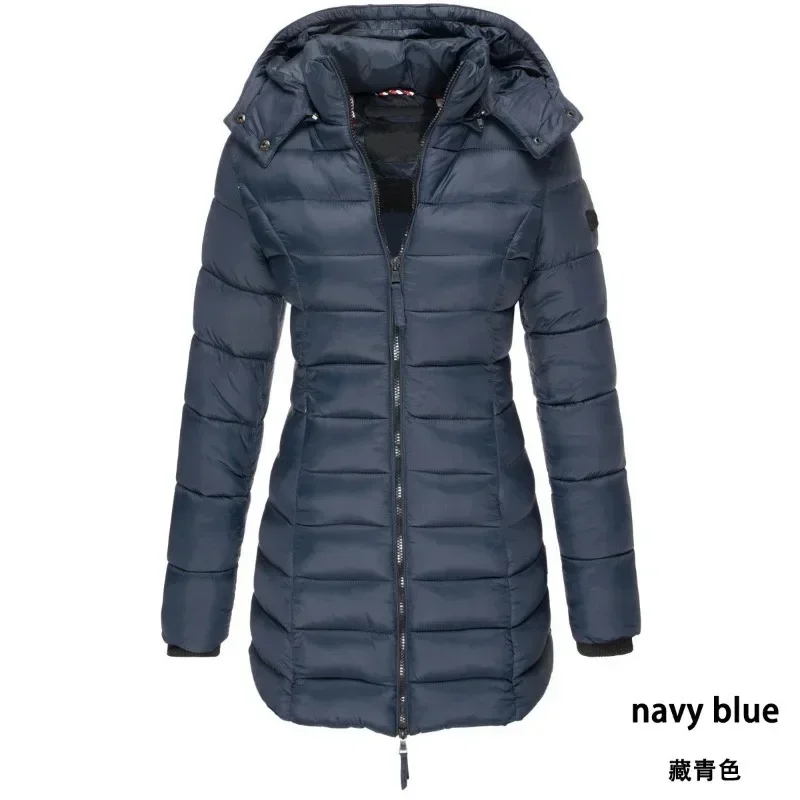 Winter Verdicken Warme Frauen Parkas Reißverschlüsse Solide Mantel Casual Langarm Gepolsterte Puffer Jacke Weibliche Mid-länge Dünne Mantel top
