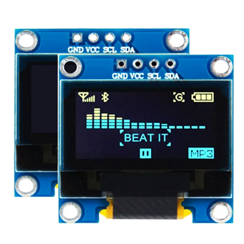 1 Uds 0,96 'doble tiene 3 colores azul blanco amarillo y azul I2C IIC SPI serie 128X64 LCD módulo de pantalla LCD OLED de 4 pines para Arduino
