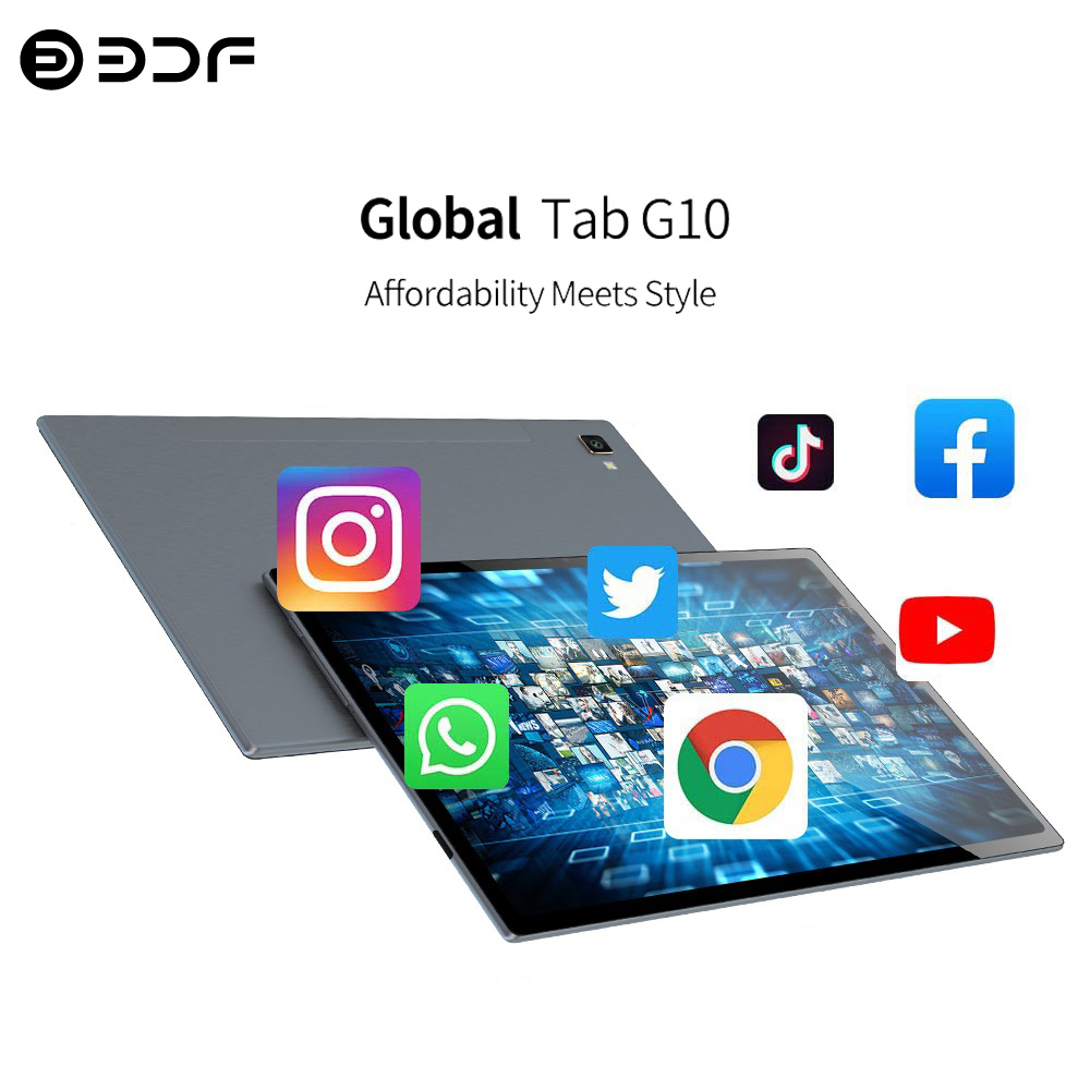 2024 New Original 10.1 Inch Tablets Octa Core 8GB RAM 128GB ROM Dual 4G LTE Phone Call Dual 5G WiFi All-Metal Tablet Pc 6000mAh