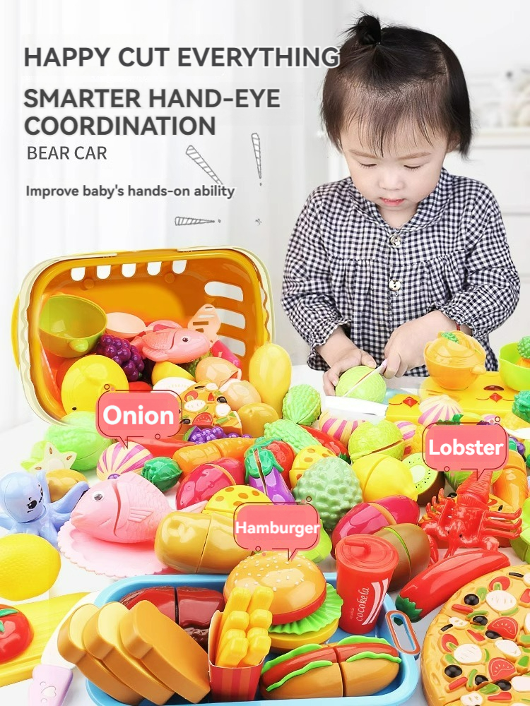 เด็กรถเข็นรถเข็นเล่นชุดอาหารผักผลไม้อุปกรณ์เสริม Play House การศึกษาของเล่นจําลองของขวัญสําหรับหญิง