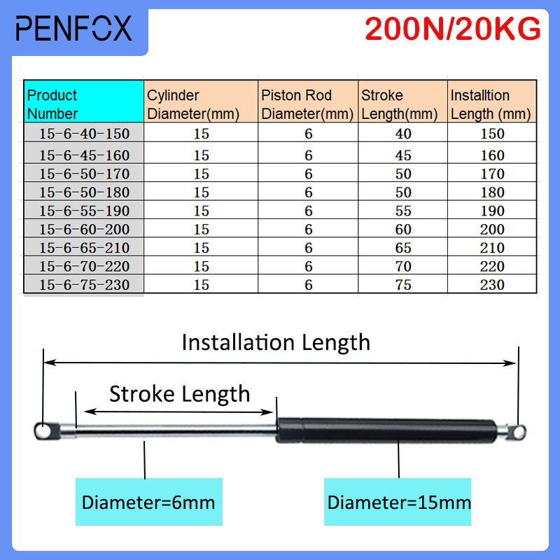 1PC 150-230mm 20kg/200N Car hydraulic Lift Support Gas Strut Hydraulic Spring Hinge Kitchen Cupboard Hinge Furniture Hardware