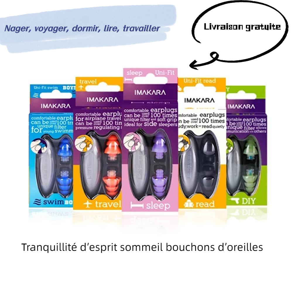 Bouchons d’oreilles bouchon de réduction du Bruit pour sommeil travail lecture de nage protecteur de voyage insonorisation bouchon d’oreille à l’étui Silicone Anti Bruit annulant bouchon d’oreille de sommeil