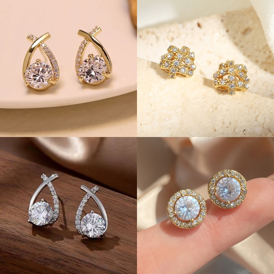 RAKOL 패션 여자 십자 귀걸이 한국식 우아한 수정 보석 귀걸이 물고기 꼬리 여자 귀걸이 선물