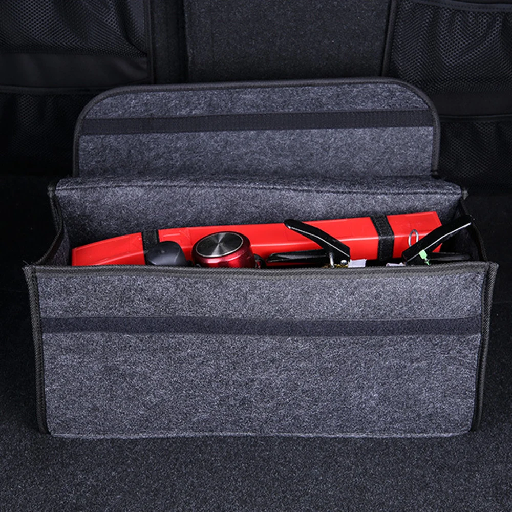 Felt Big Anti SLIP ช่อง BOOT Storage Organizer เครื่องมือกระเป๋าเก็บรถ Trunk Organizer Soft Felt กล่องเก็บอุปกรณ์เสริม