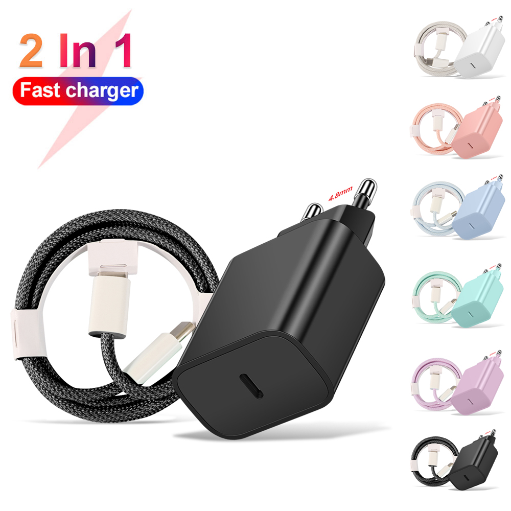 Cargador USB tipo C coreano PD de 20W para iPhone 15, Cable de carga rápida para teléfono Xiaomi Redmi Note 12 Samsung S23 Ultra tipo C