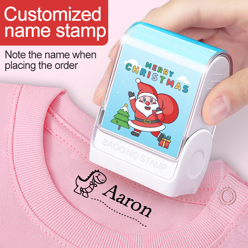 Benutzerdefinierter Cartoon-Weihnachtsstempel für Kleidung |   Personalisiertes Etiketten-Set für Schulranzen |   Ungiftige wasserfeste Tinte |   Wiederverwendbare DIY Fa