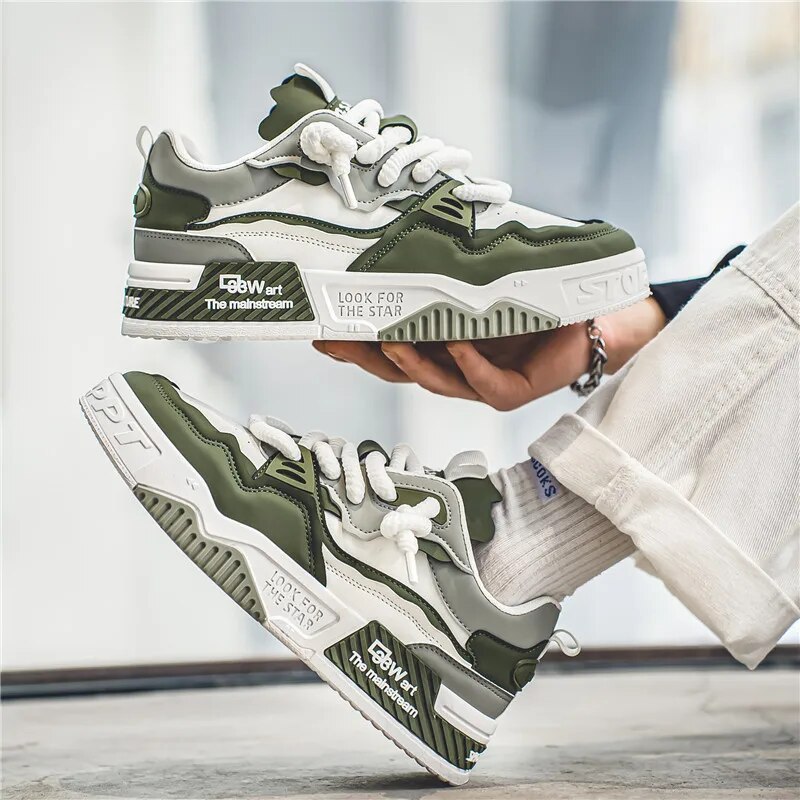 Trendy Skateschoenen Voor Heren, Comfortabele Antislip Casual Sneakers Met Veters Voor Buitenactiviteiten Voor Heren