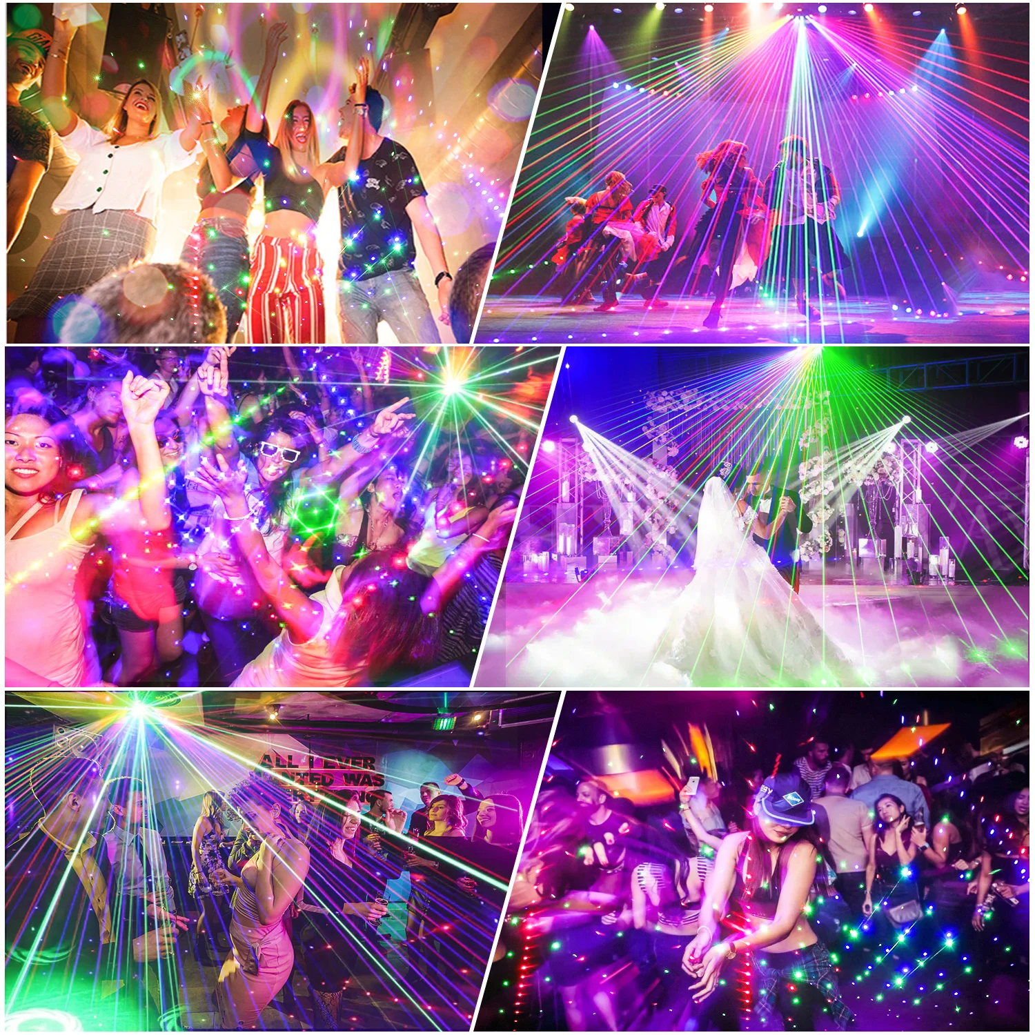 U'King 9 Eyes Projektor RGB Laser Party Light Zdalnie sterowane oświetlenie sceniczne 7CH DMX512 Oświetlenie klubu nocnego dla DJ Disco Show