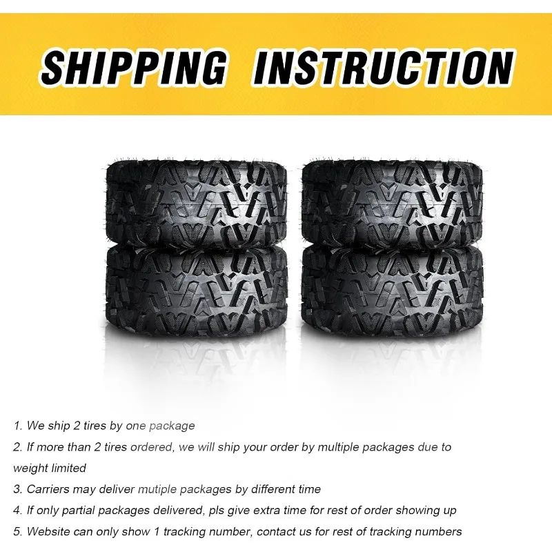 Complete Set of 4 All Terrain ATV UTV Tires 25x8-12 Front & 25x10-12 Rear 6PR Tubeless US(Origin)