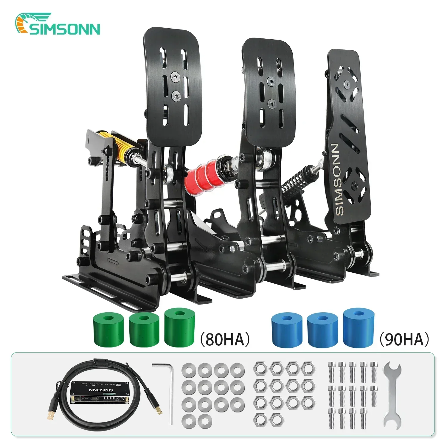 SIMSONN Black PRO Plus PC Simracing Pedales Sim Racing Pedal Sim Célula de carga de presión HE Pedal hidráulico para Pc Cockpit Pedal