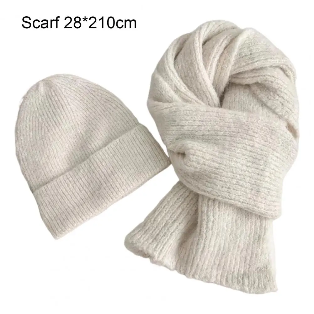 Conjunto de gorro y bufanda con forro térmico, diseño de doble capa, bufanda larga tejida, conjunto de gorro, ropa deportiva Unisex para invierno y exteriores, 2 uds.