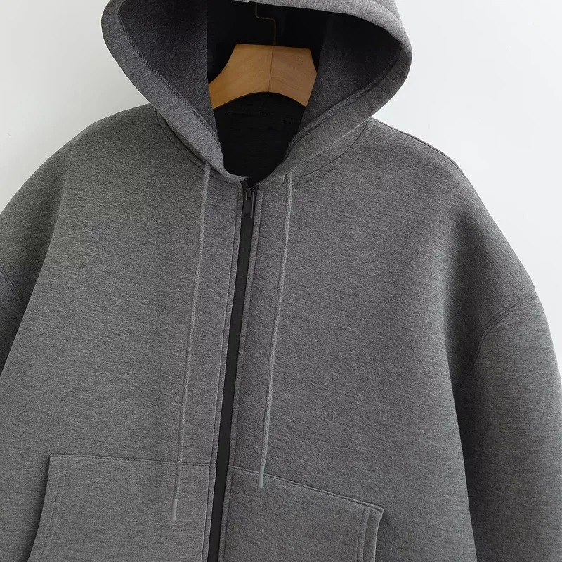 TRAF Sudadera con capucha para mujer, sudaderas con cremallera de gran tamaño, ropa de abrigo de manga larga para otoño e invierno, sudadera con cremallera Y2k, Top con capucha