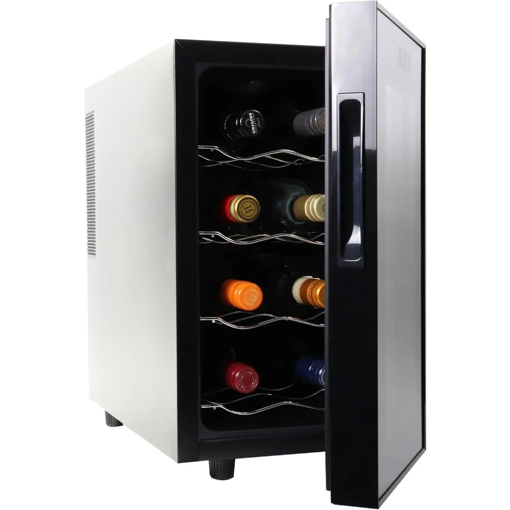 8 Bottle Wine Cooler, Black, Thermoelectric Wine Fridge, 0.8 cu. ft. (23L), Freestanding Wine Cellar, Red, White and Sparkling