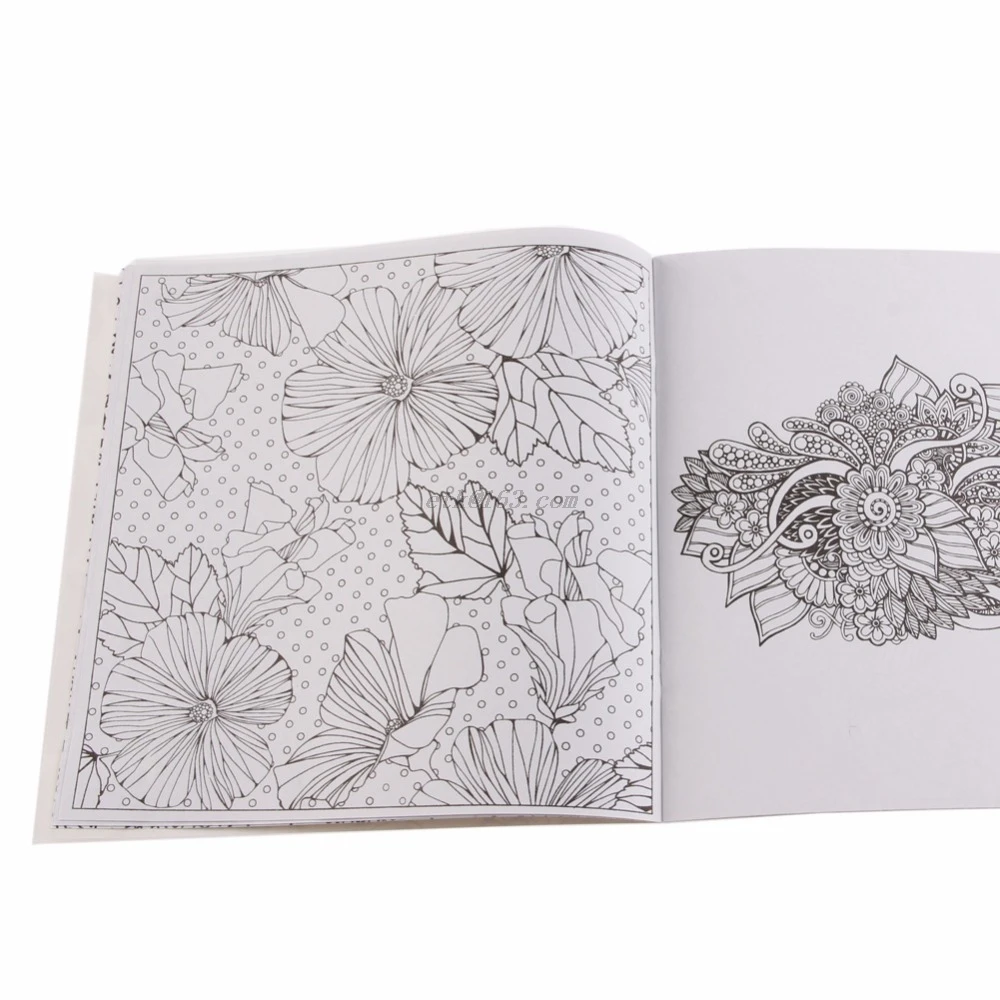 1 Stück 12 Seiten Mandalas Blumen-Malbuch für Kinder und Erwachsene, lindert Stress, tötet Zeit, Malerei, Zeichnung,