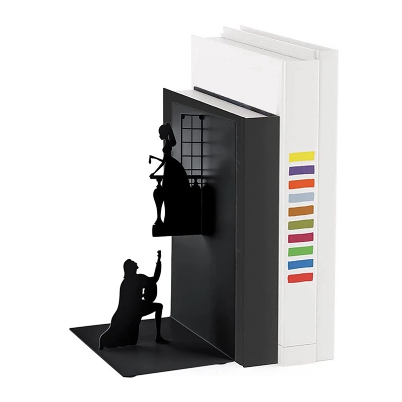 Iron Figure Bookends Reading Book Support Retro Non-Skid Book Ends Stoppers For Shelves Home Office Desktop Decor