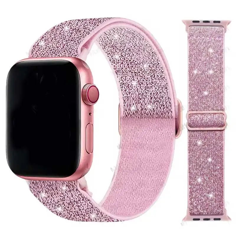 Scrunchie Armband für Apple Watch Ultra 49mm Band 45mm 44/40mm 41mm verstellbares Nylon Solo Loop Armband Iwatch Serie 4 5 se 6 7 8