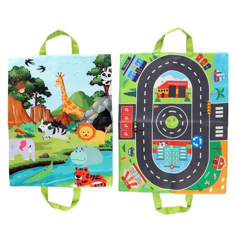 Coche de juguete de tela suave para bebés, libro de tela resistente a desgarros con bolsa de almacenamiento y tapete de juego, juguete sensorial de viaje para Aprendizaje Temprano, regalo