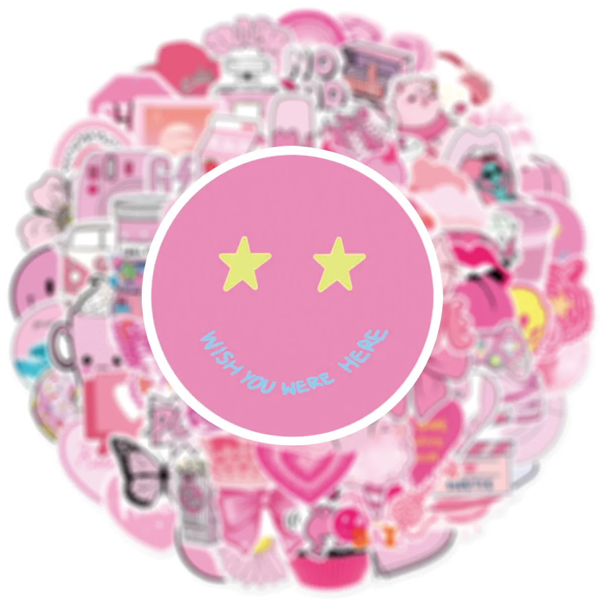 50/100PCS 핑크 VSCO 귀여운 소녀 스티커 미적 스케이트 보드 노트북 기타 낙서 수하물 스티커 방수 데칼 완구