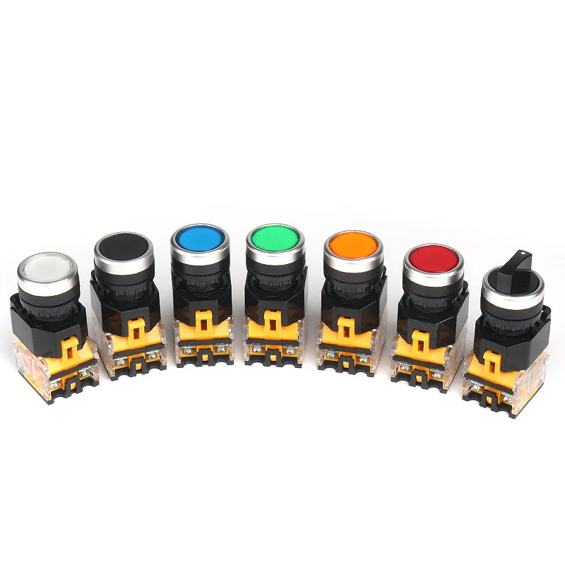 Push Button Switch Push-Type Self-Resetting La38-11Bn Power Supply Flat Head Start Stop Round Inching Start Stop Self-Resetting Inching Push-Type 22mm