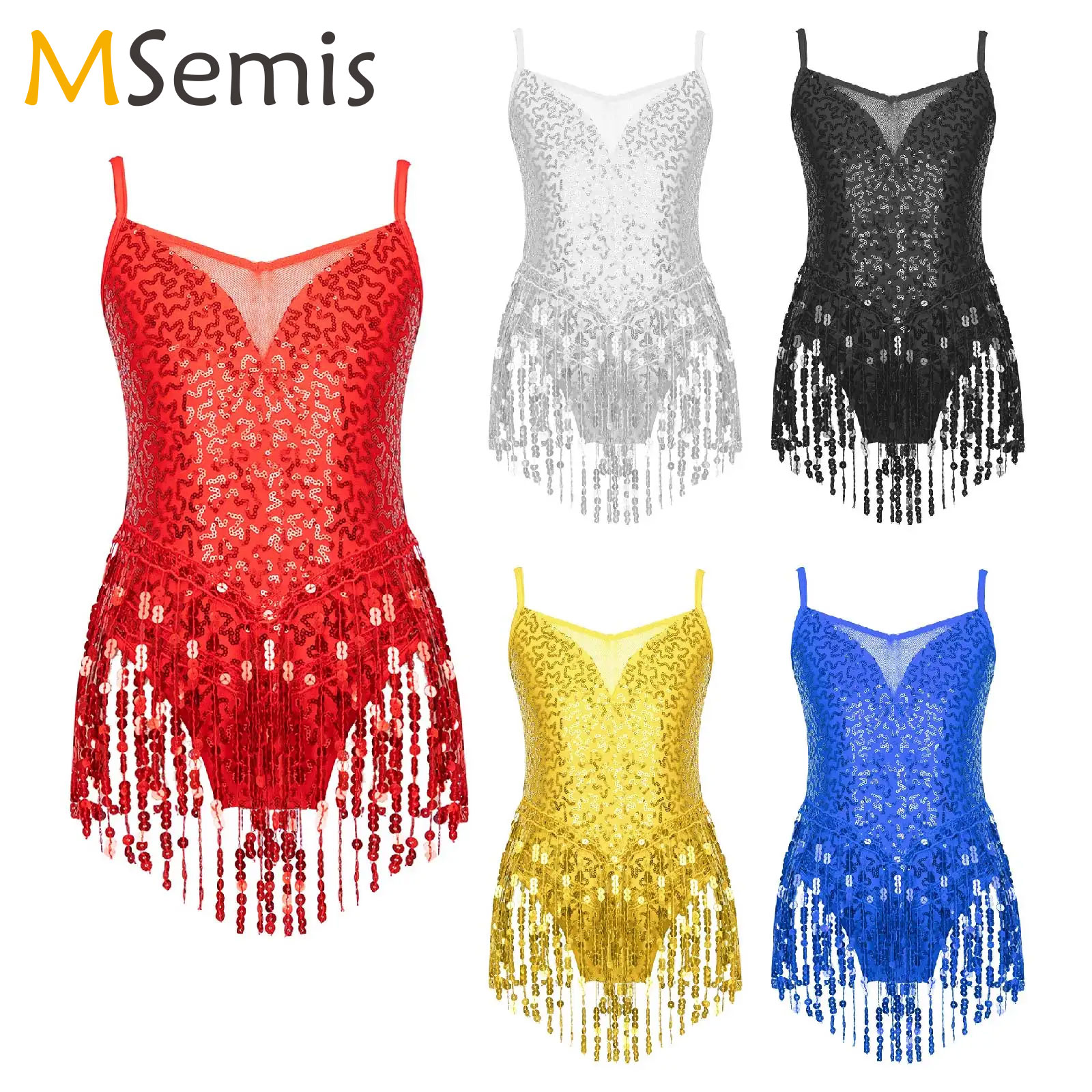 Vestido de baile latino Jazz gimnasio niños niñas lentejuelas brillantes borla flecos malla salón de baile Samba Tango Cha leotardos de baile traje Rave