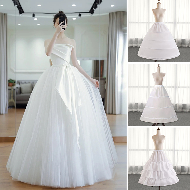 Enagua larga de crinolina con aros para mujer, vestido de novia, Falda plisada, accesorios de Cosplay