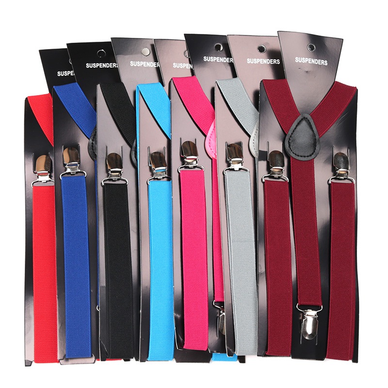 Effen kleur elastische lederen bretels bretels mannen vrouwen zwart blauw rood verstelbare bandjes voor huwelijkscadeau pak rok accessoires