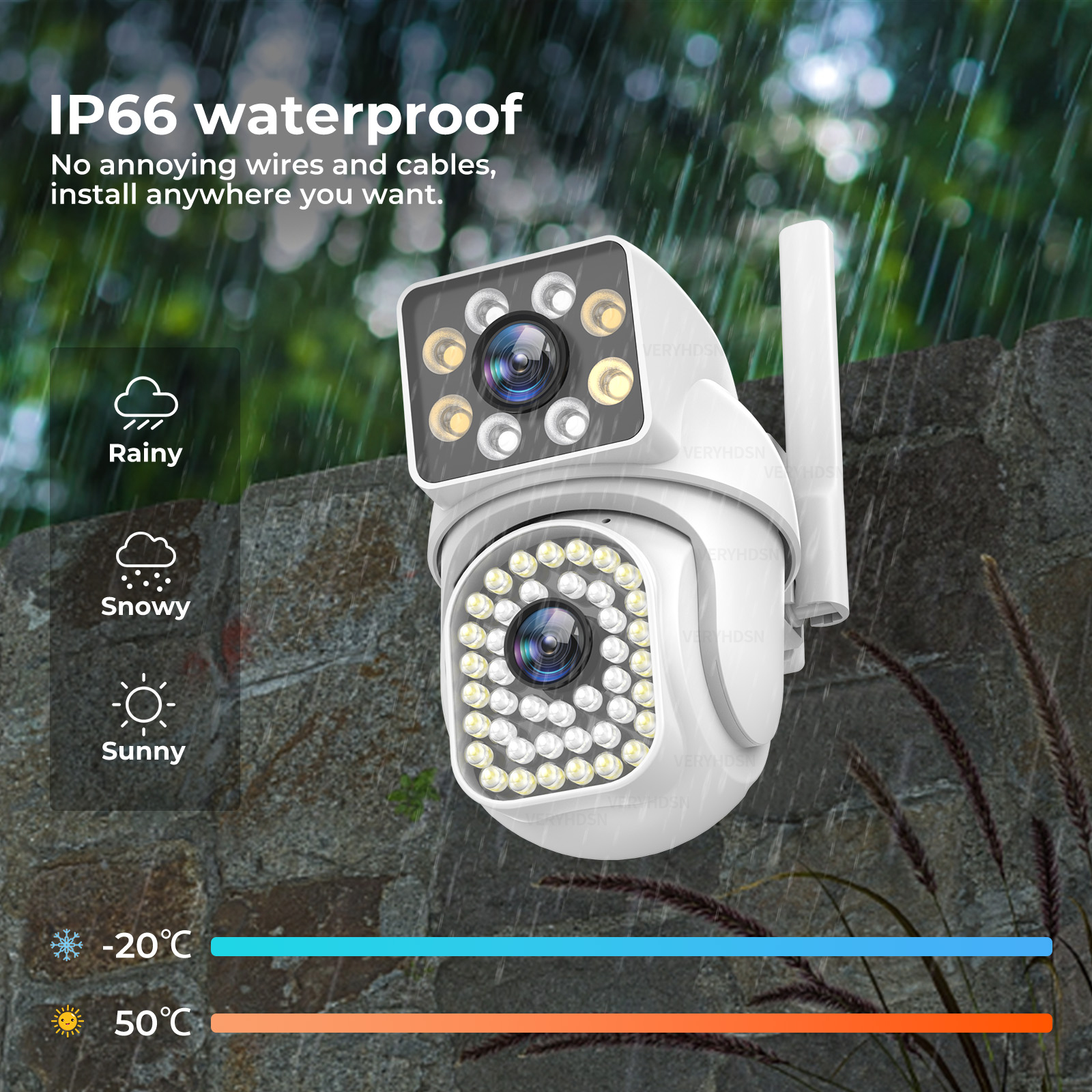Cámara de seguridad IP con WIFI, dispositivo de vigilancia con lente Dual, Zoom 10X, 8MP, 5G, 4K, PTZ, resistente al agua, visión nocturna a Color, detección humana