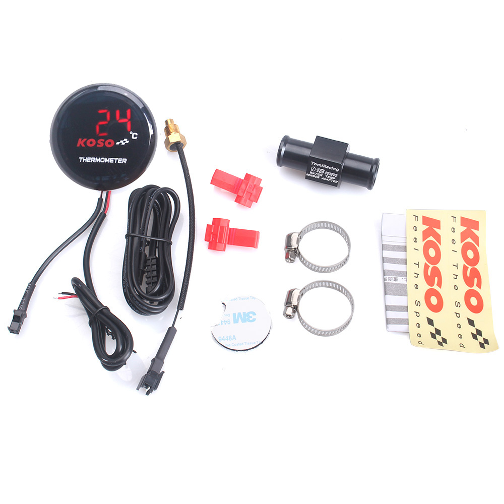 Termômetro Universal Motocicleta, Instrumentos de Temperatura da Água, Display Digital, Medidor, Adaptador Sensor para KOSO