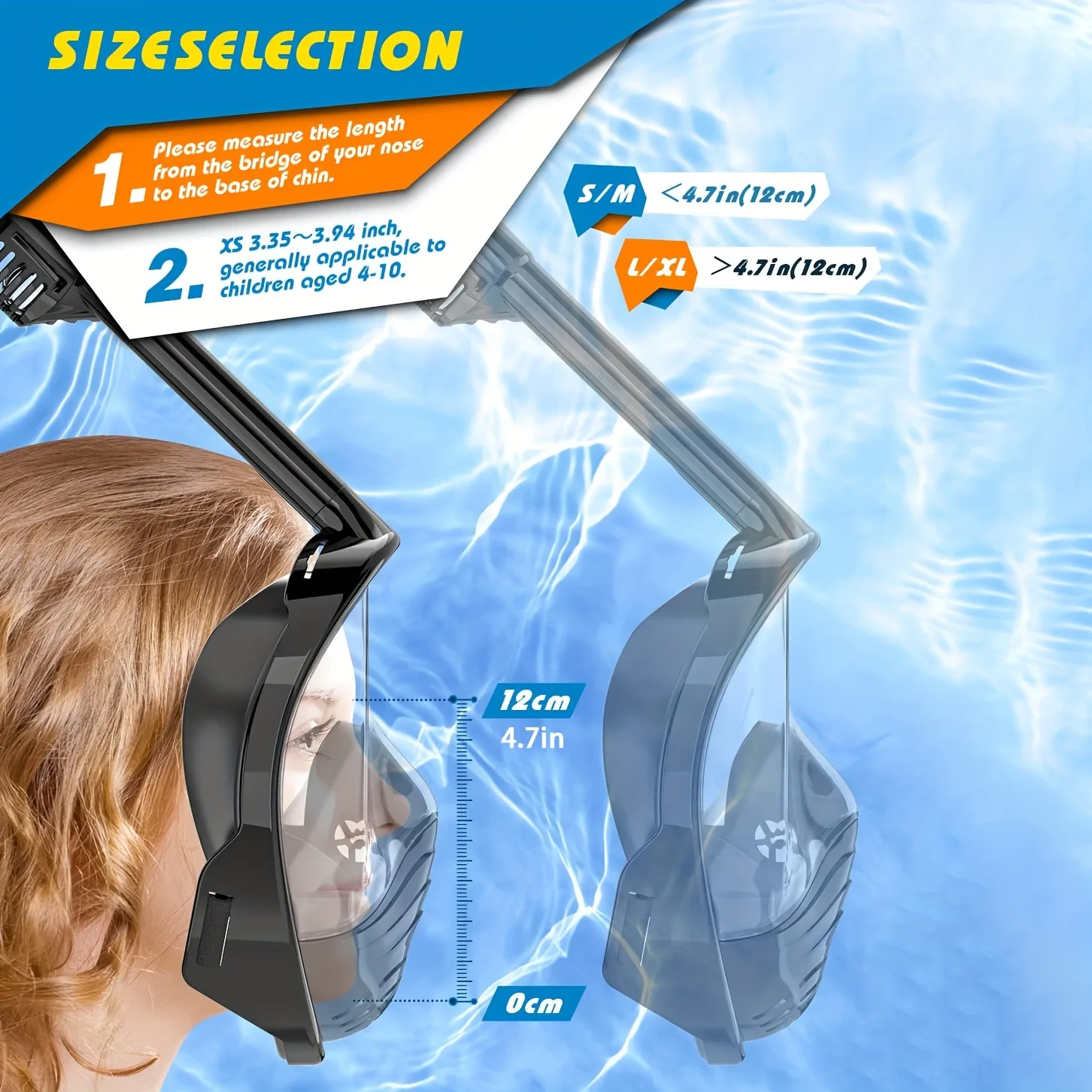 Maska do snorkelingu Full Face Dry Top 180 Degree Panoramic View Snorkeling Mask Anti-Fog Anti-Leak z mocowaniem do kamery sportowej Gopro