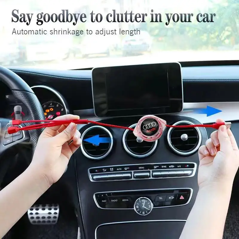 3-в-1 кабель для зарядки Micro USB Type C, мультизарядное устройство для Audi Sline A4 TT A6 A3 A8 Q3 Q5 Q7 Q8 A5 A6 C7 Q5 B9 B7 Автомобильные аксессуары