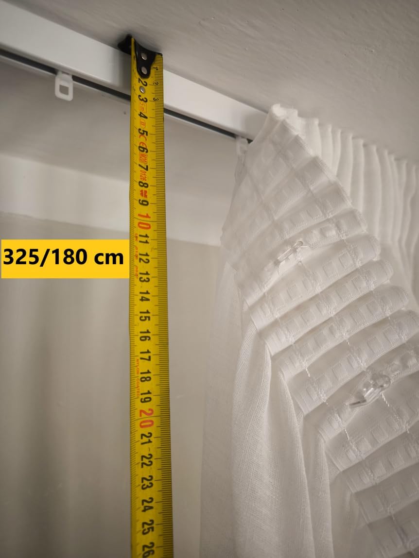 TESSUTI Cortinas con Cinta fruncidora a Medida, Tejido Efecto Lino Blanco, Ancho del Panel 295 cm, para rieles de 150/180 cm, Al