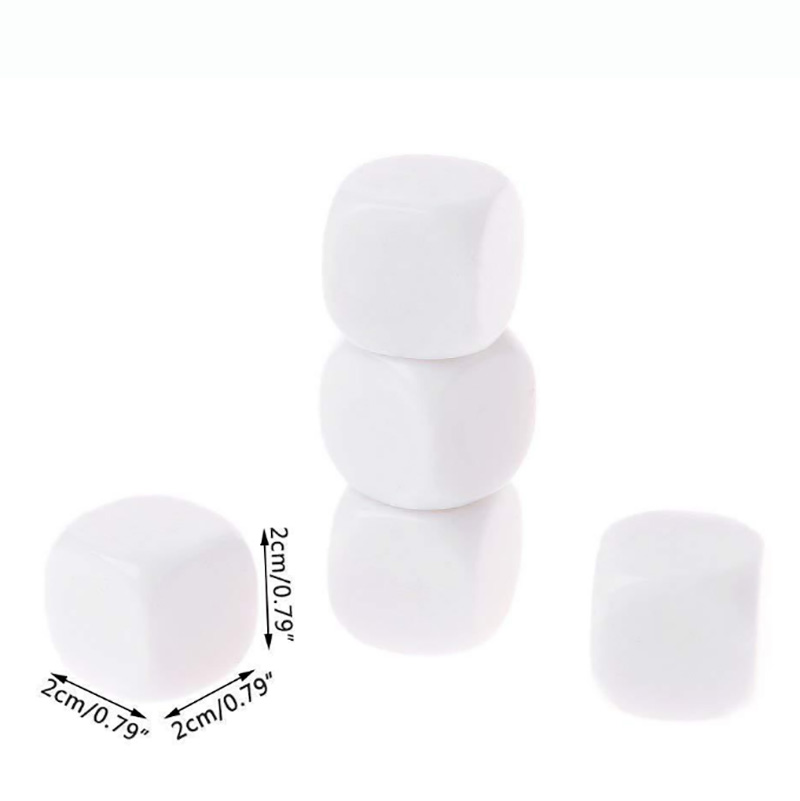 10 Cái/bộ 20*20 Mm Trắng Xúc Xắc 4 Mặt Filleted Góc Trò Chơi Xếp Hình