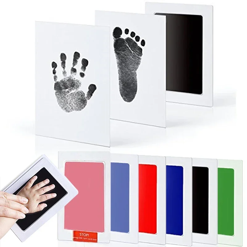 【Presente do bebê】 1/2 pçs bebê recém-nascido diy kit de pegada de mão almofadas de tinta handprint crianças lembrança acessórios presente seguro do bebê