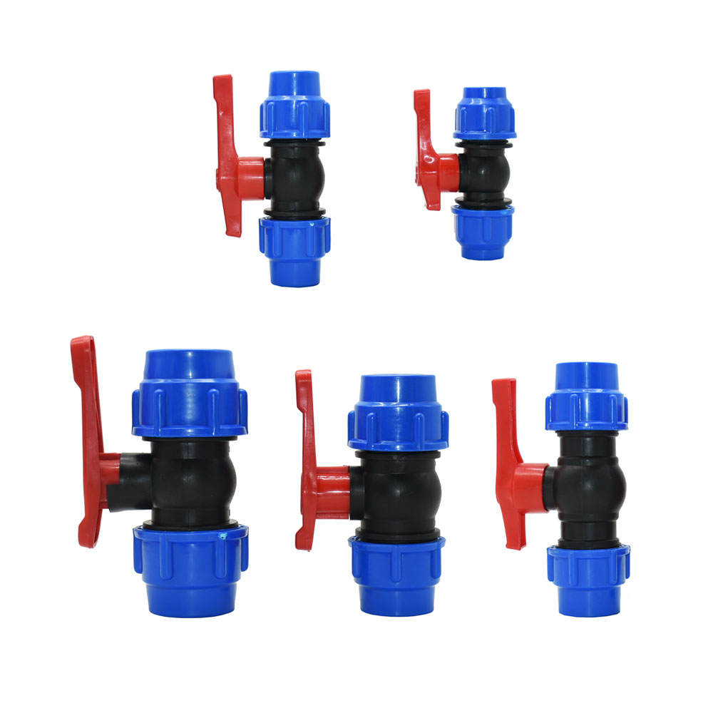 Conector de grifo de tubo de PE de plástico, divisor de agua en T, válvula rápida, acoplador de riego, conector de codo recto, 20/25/32/40/50/63mm