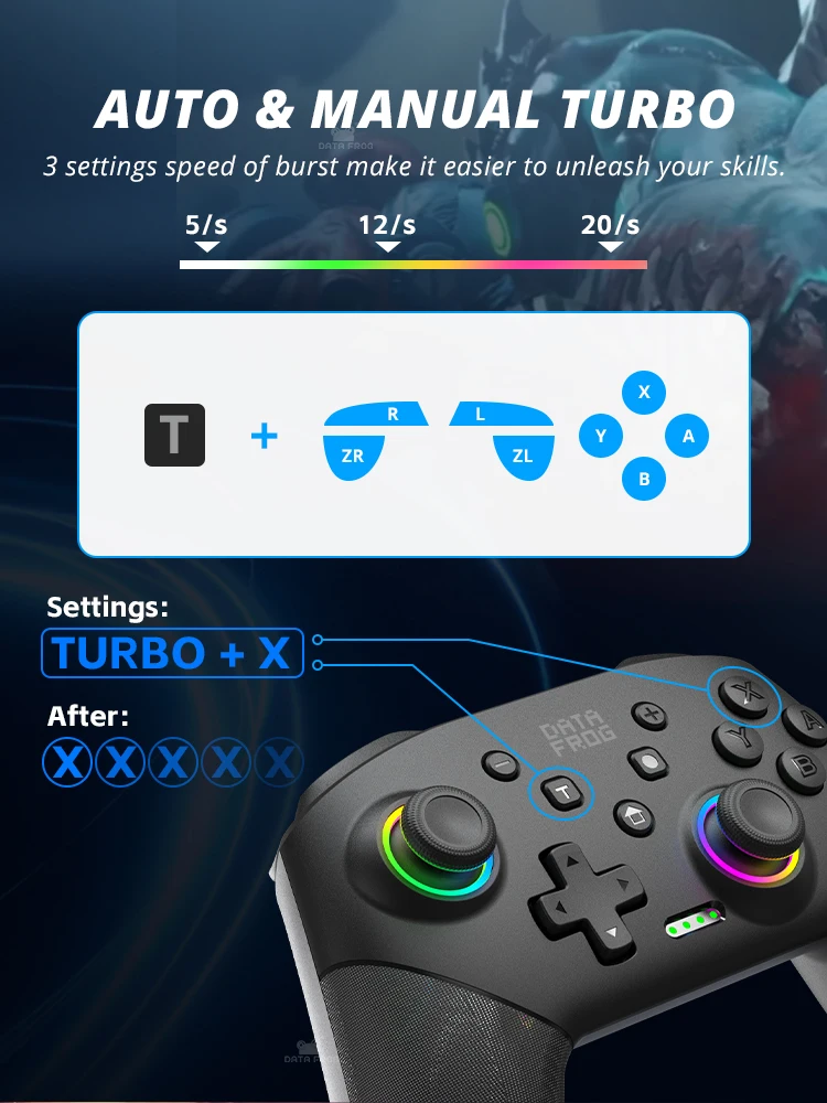 DATA FROG-mando a distancia inalámbrico para Switch Pro, controlador para Switch Lite, Joystick Pro, PC, OLED