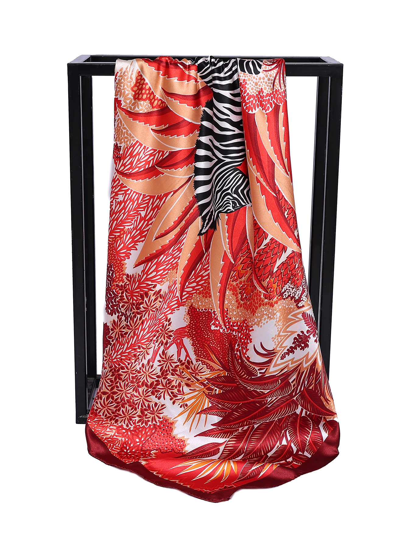 Luxe Merk Vierkante Zijden Sjaal Vrouwen Satijn Print Hijab Sjaals Moslim Pareo Bandana Vrouwelijke Sjaal Wrap Hoofdband Foulard 90*90 cm