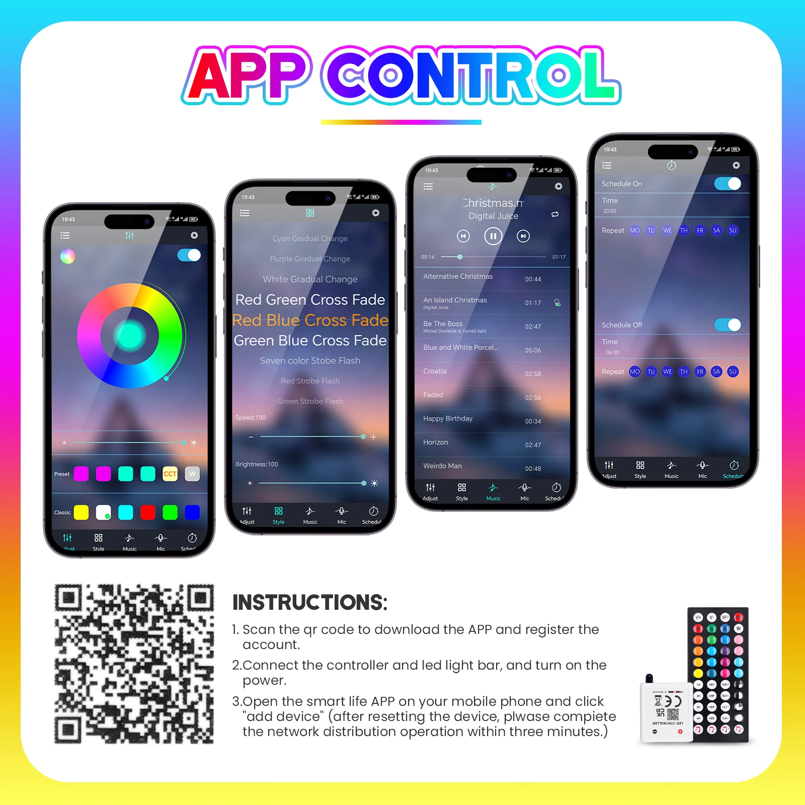150M 90M 60M 15M Smart RGB Eave Lights IP67 Waterproof APP&Remote Control Timer Dimmable LED String Lights Home Christmas Decor