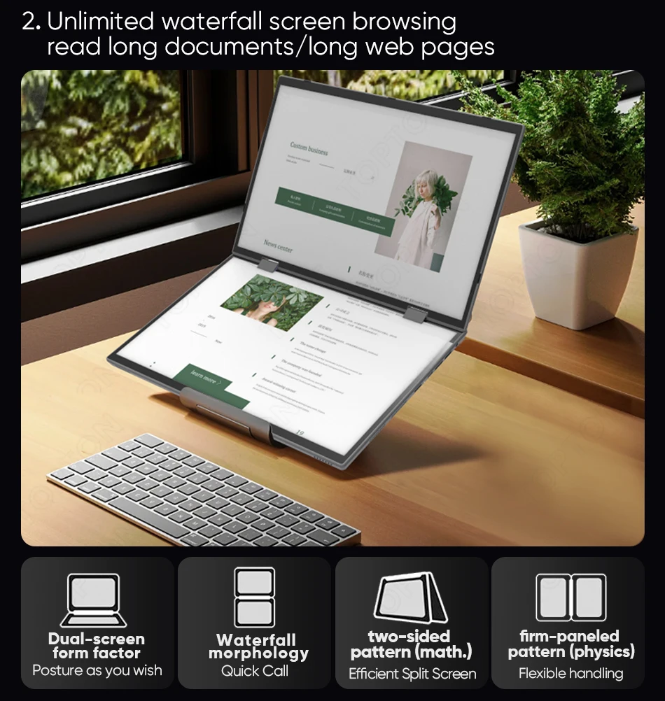 Dual-Screen-Touch-Laptop, umwandelbarer Laptop für Win 11 Pro, 10,5 Zoll Dual-Screen, Intel N95 Mini-PC, Heimbüro, Multimedia, 4500 mAh
