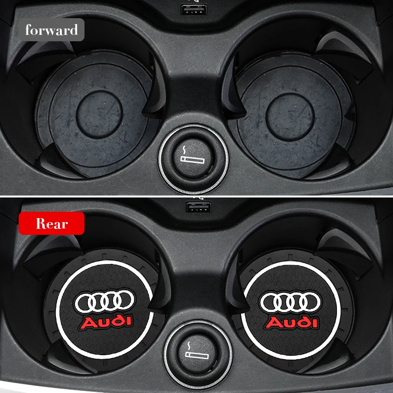 Posavasos de PVC de 2 piezas para coche, alfombrilla antideslizante para taza de agua, accesorios para Audi Sline A4 TT A6 A3 A8 A1 A5Q3 Q5 Q7 Q8