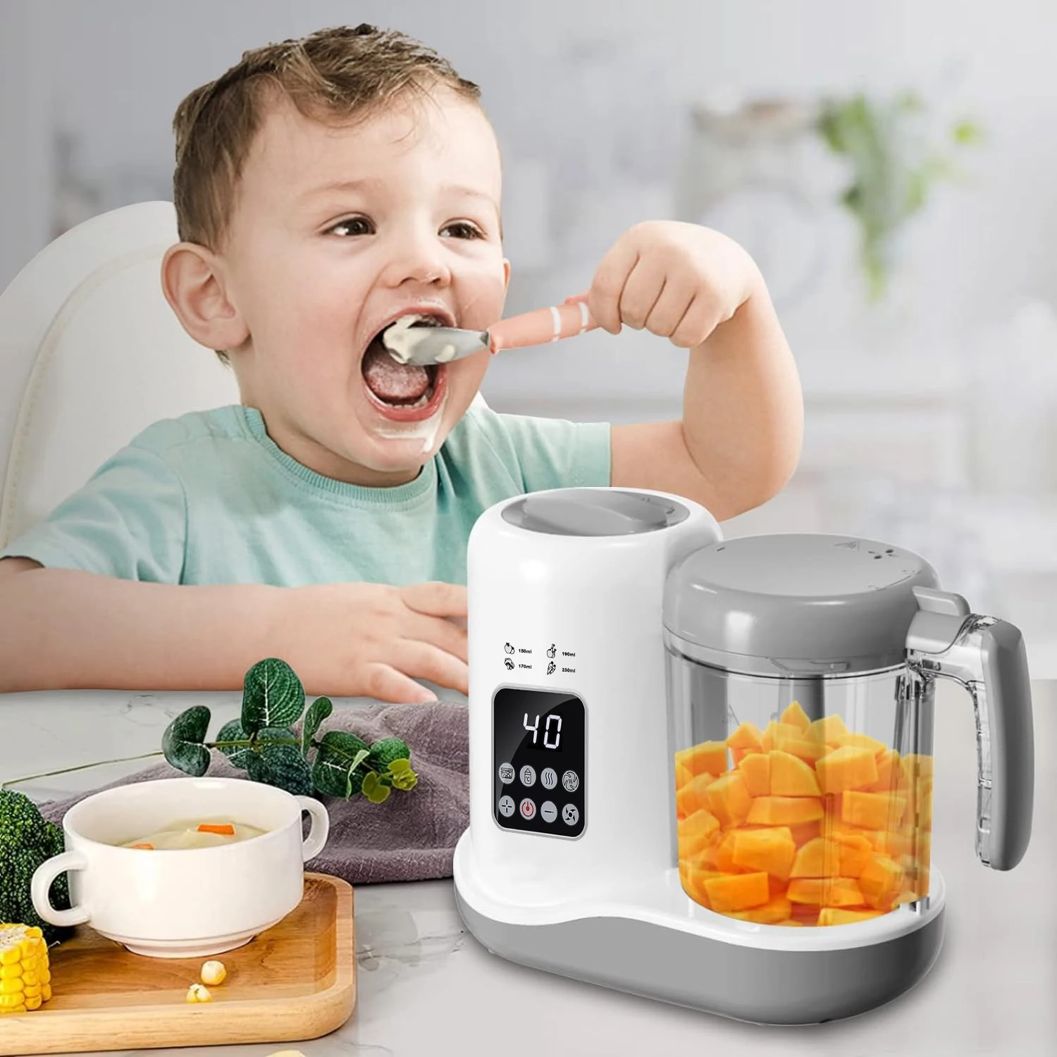 Multifunctional Baby Food Maker Supplementary Food Processor All in One Kids Food Mill Steaming Stirring Warming Cooking Machine