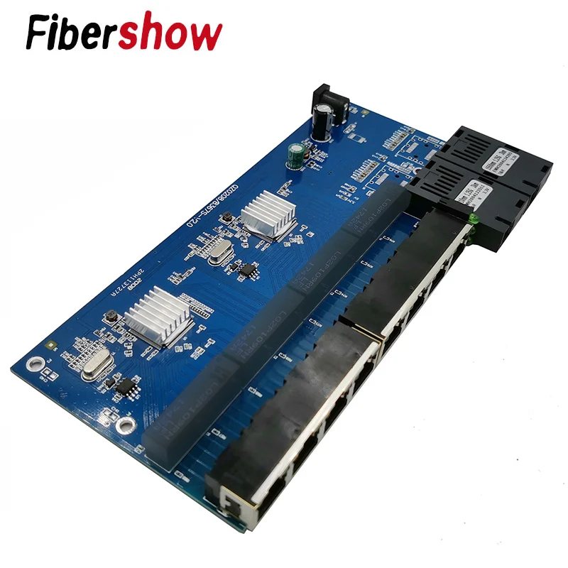กิกะบิตอีเธอร์เน็ตสวิตช์ไฟเบอร์สื่อออปติก PCBA 8 RJ45 UTP และ2 SC ไฟเบอร์พอร์ต10/100/1000M บอร์ด PCB