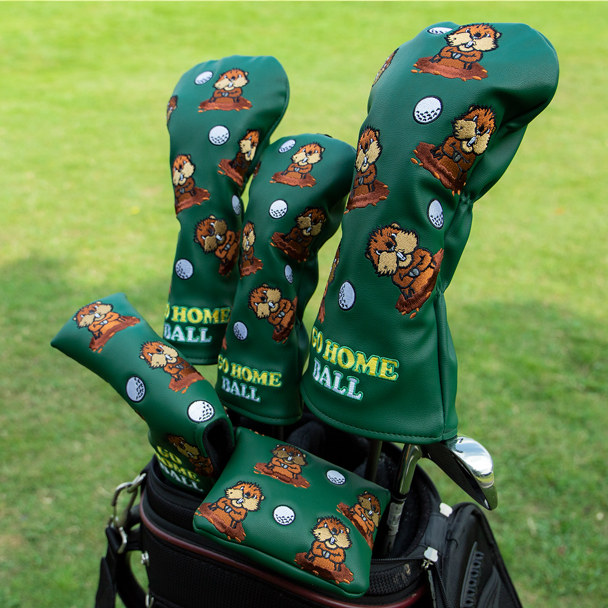 ที่คลุมหัวไม้หนังสีเขียว DRIVER Golf แฟร์เวย์ที่คลุมหัวไม้แบบไฮบริด/UT