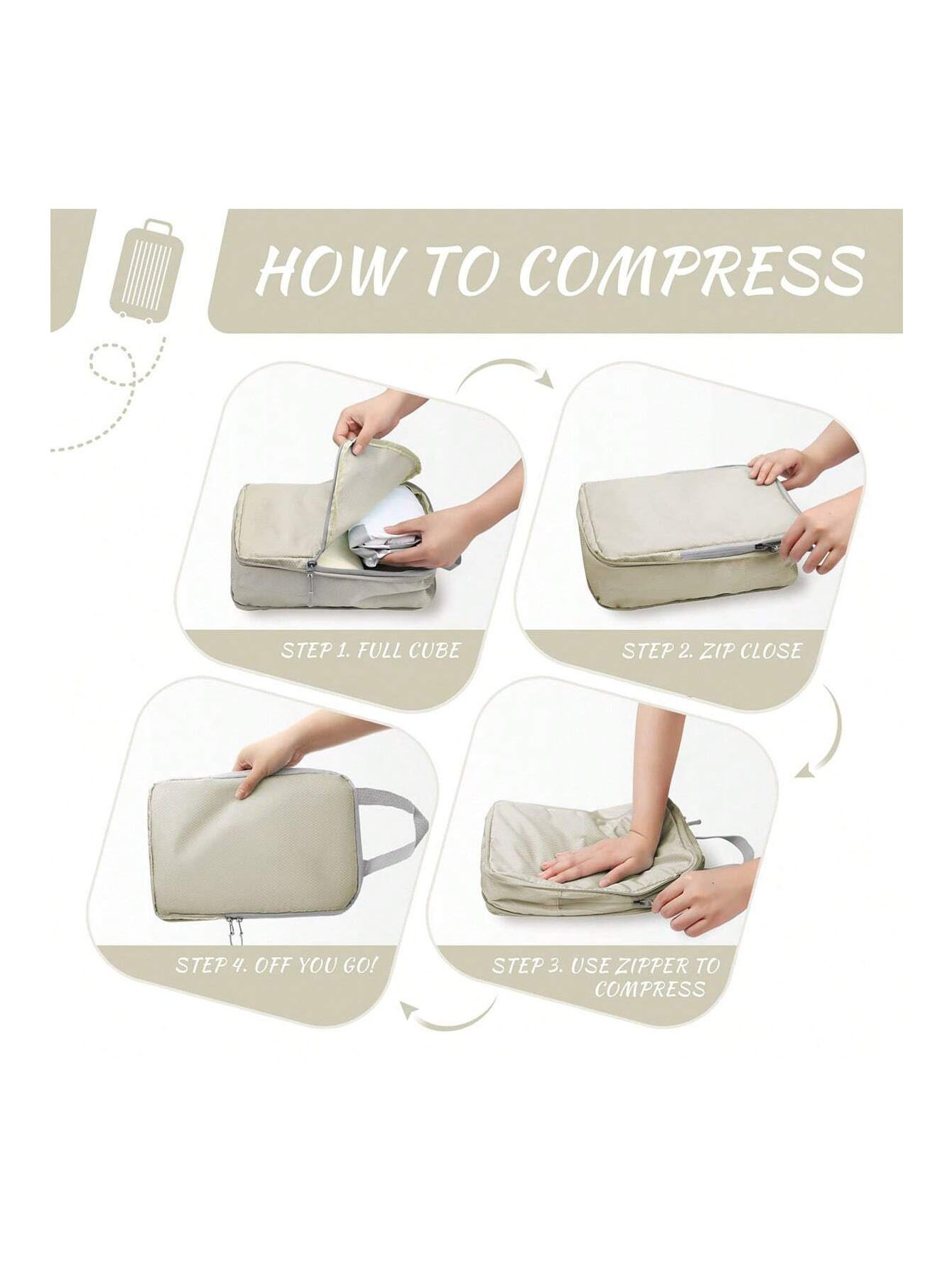 Set/8 Stück komprimierbare Verpackung Reise Aufbewahrungstasche Würfel wasserdichter Koffer Nylon tragbar mit Handtasche Gepäck Organizer Ryanai