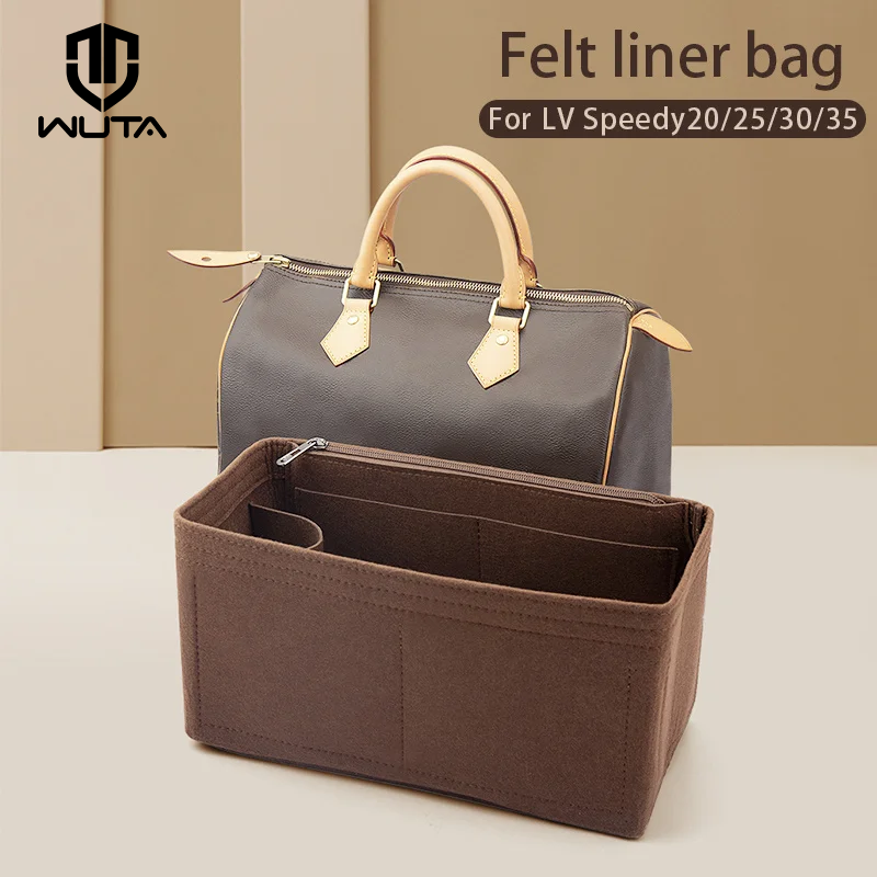 WUTA-organizador de bolsas de inserción de fieltro para for LV Speedy 20, 25, 30, 35, bolso con solapa, bolso interior de maquillaje, bolso de viaje, bolso de mano de almacenamiento, accesorios