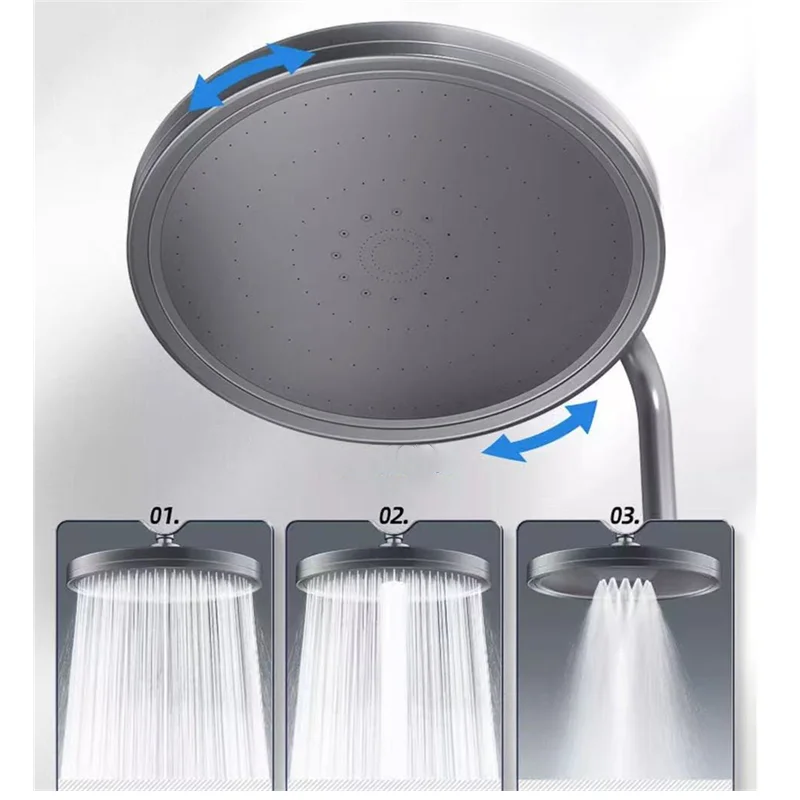 Novo 6 modos de grande fluxo supercharge chuvas cabeça chuveiro 230mm redondo alta pressão spray superior chuva chuveiro acessórios do banheiro