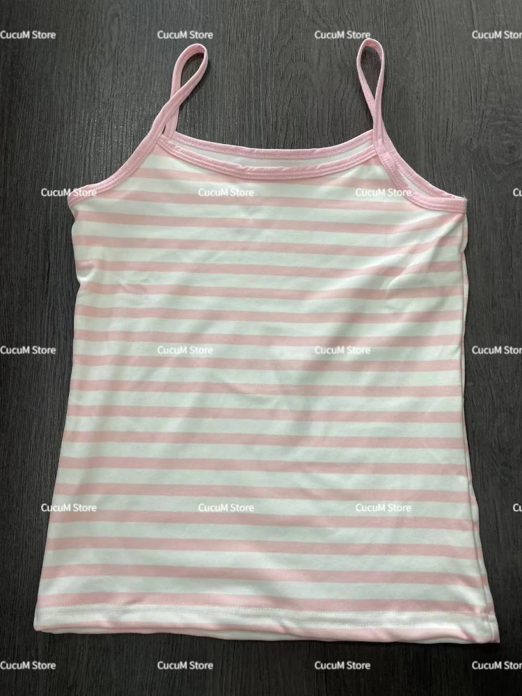 夏 Ropa Mujer クロップトップス女性服カジュアルセクシーな 2025 Y2k タンクファッションストライプ甘いベストスリムフィットノースリーブキャミソール