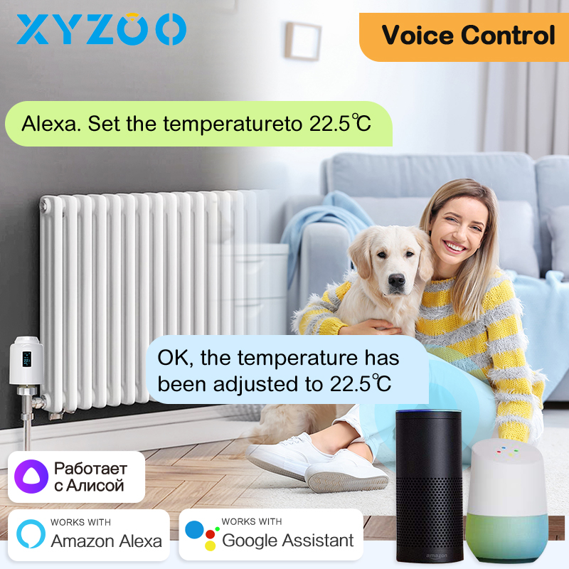 Atuador de radiador wi-fi tuya, válvula termostática, cabeça trv, casa inteligente, controlador de temperatura programável, aquecedor, alexa, google voice