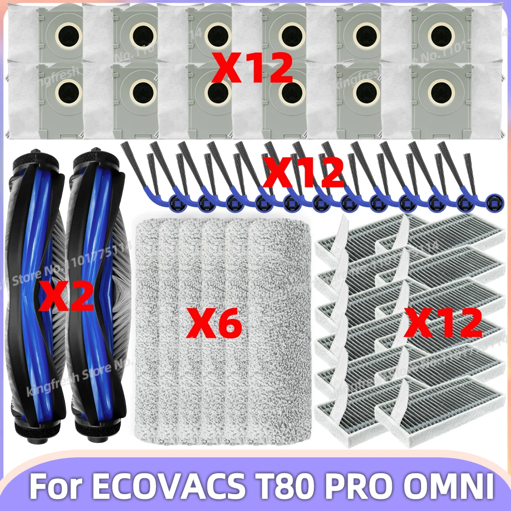 Fit For ( ECOVACS T80 PRO OMNI / T80 OMNI ) Vacuum Parts Main Roller Mop Cloth Side Brush Dust Bag HEPA Filter Accessories